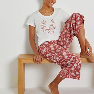La Redoute Collections  Pyjama mit kurzen Ärmeln und 7/8-Hose 