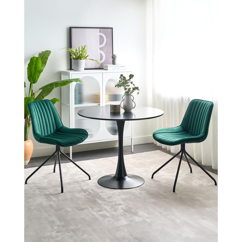 Beliani Lot de 2 chaises de salle à manger en Velours Rétro NAVASOTA  