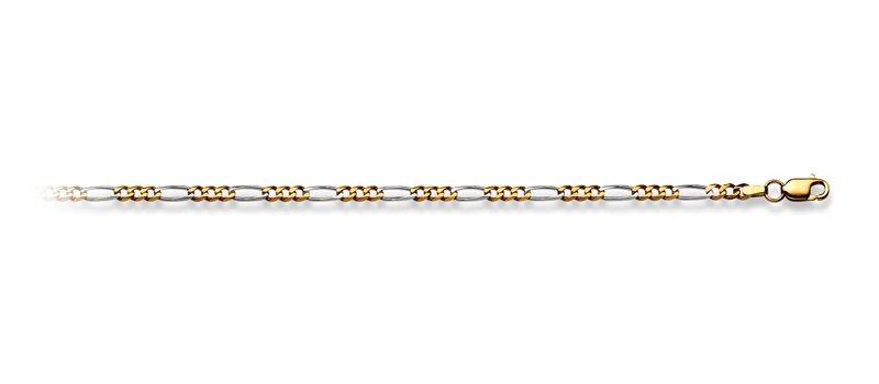 Image of Collier Figaro Bicolor Gelb-/weissgold 750, 2.9mm, 45cm Unisex Gold 45cm
