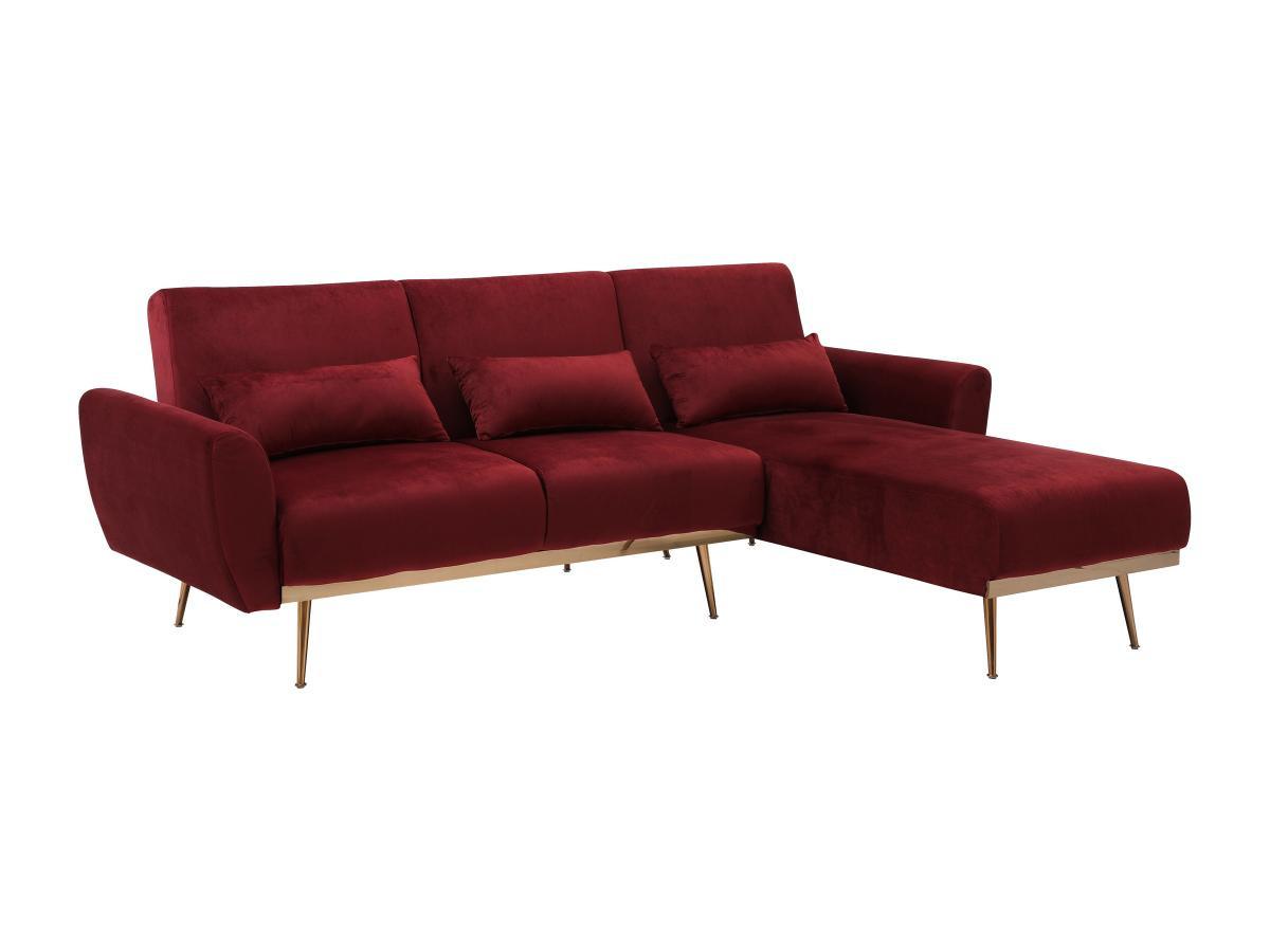 Image of Ecksofa mit Schlaffunktion - Ecke wechselbar - Samt - Bordeauxrot - LAUNEI Ecksofa mit Schlaffunktion - Ecke wechselbar - Samt - Bordeauxrot - LAUNEI
