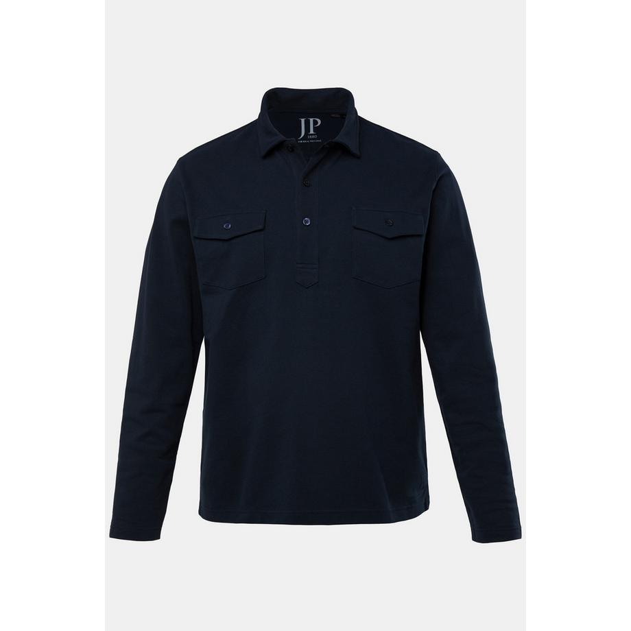 JP1880 Langarm Pique Poloshirt mit Brusttaschen  