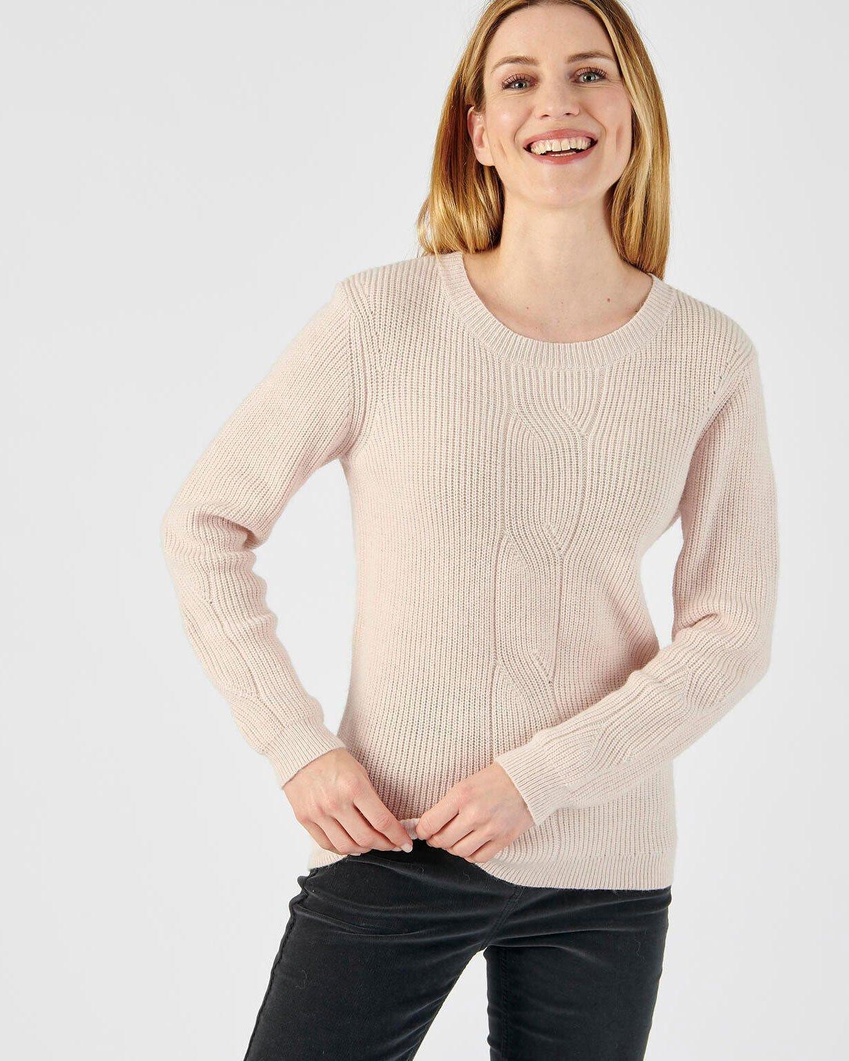 Image of Pullover Mit Rundhalsausschnitt Aus Alpaka-mix. Damen Rosa 50/52