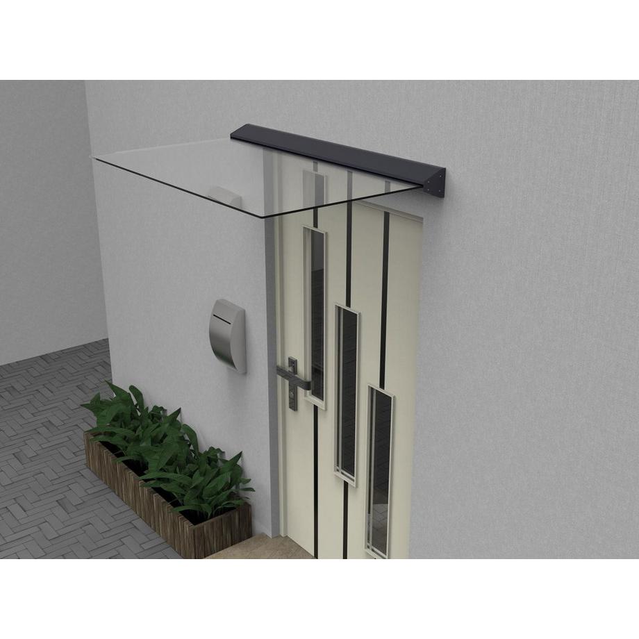 Vente-unique  Auvent de porte en aluminium 140 x 90 cm plat avec leds - LUXAMA 