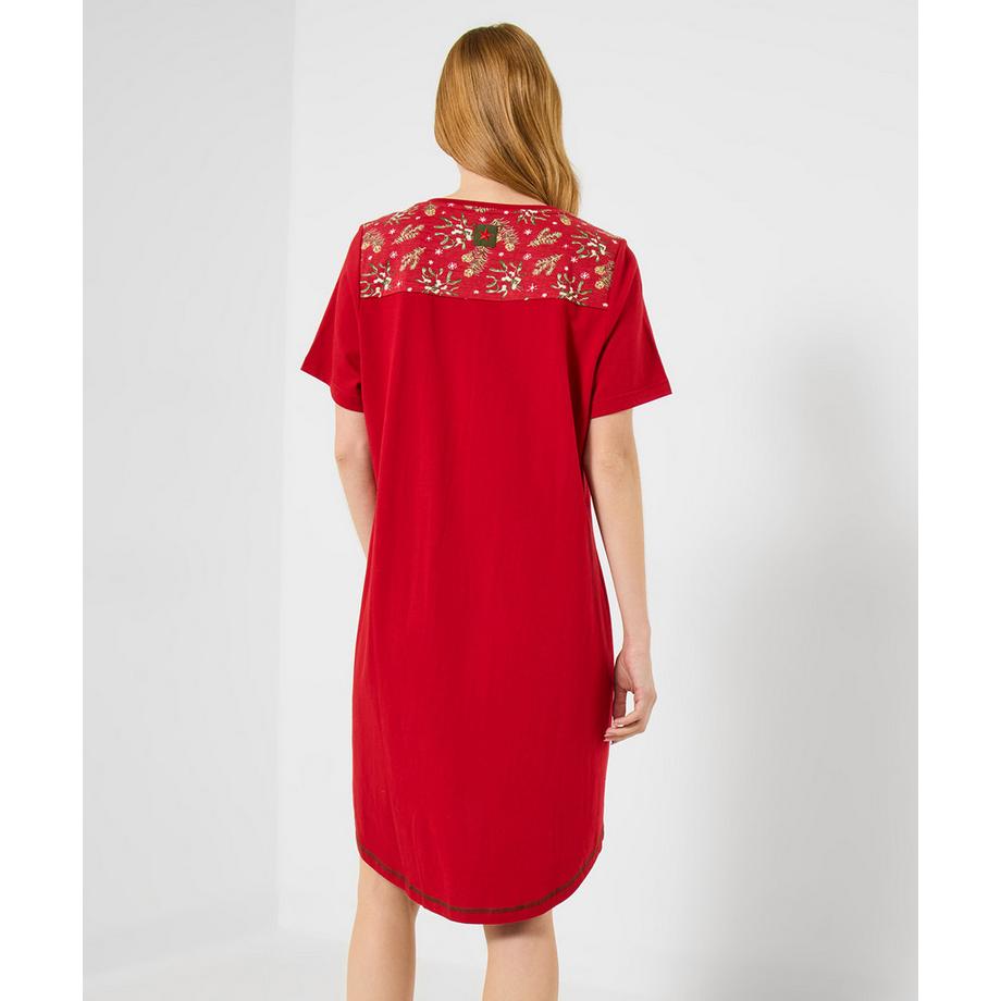 Joe Browns Camicia da Notte Festiva in Jersey con Stampa Pettirosso  