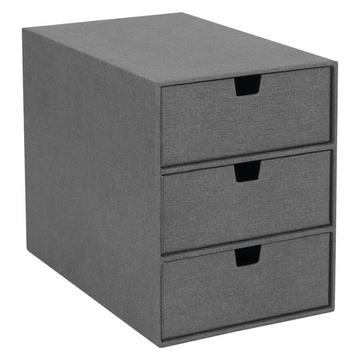 Bigso INGRID Boîte à tiroirs 3 compartiments - Toile grise