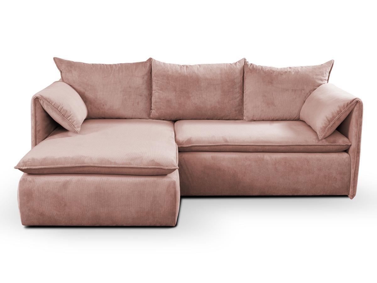 PASCAL MORABITO Divano letto angolare in Velluto a coste Rosa Angolo a sinistra TEODORA di PASCAL MORABITO  