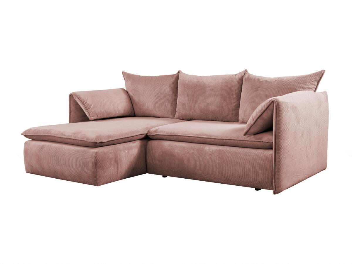PASCAL MORABITO Divano letto angolare in Velluto a coste Rosa Angolo a sinistra TEODORA di PASCAL MORABITO  
