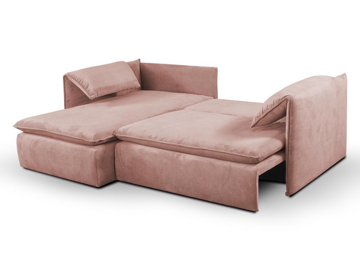 PASCAL MORABITO Divano letto angolare in Velluto a coste Rosa Angolo a sinistra TEODORA di PASCAL MORABITO  