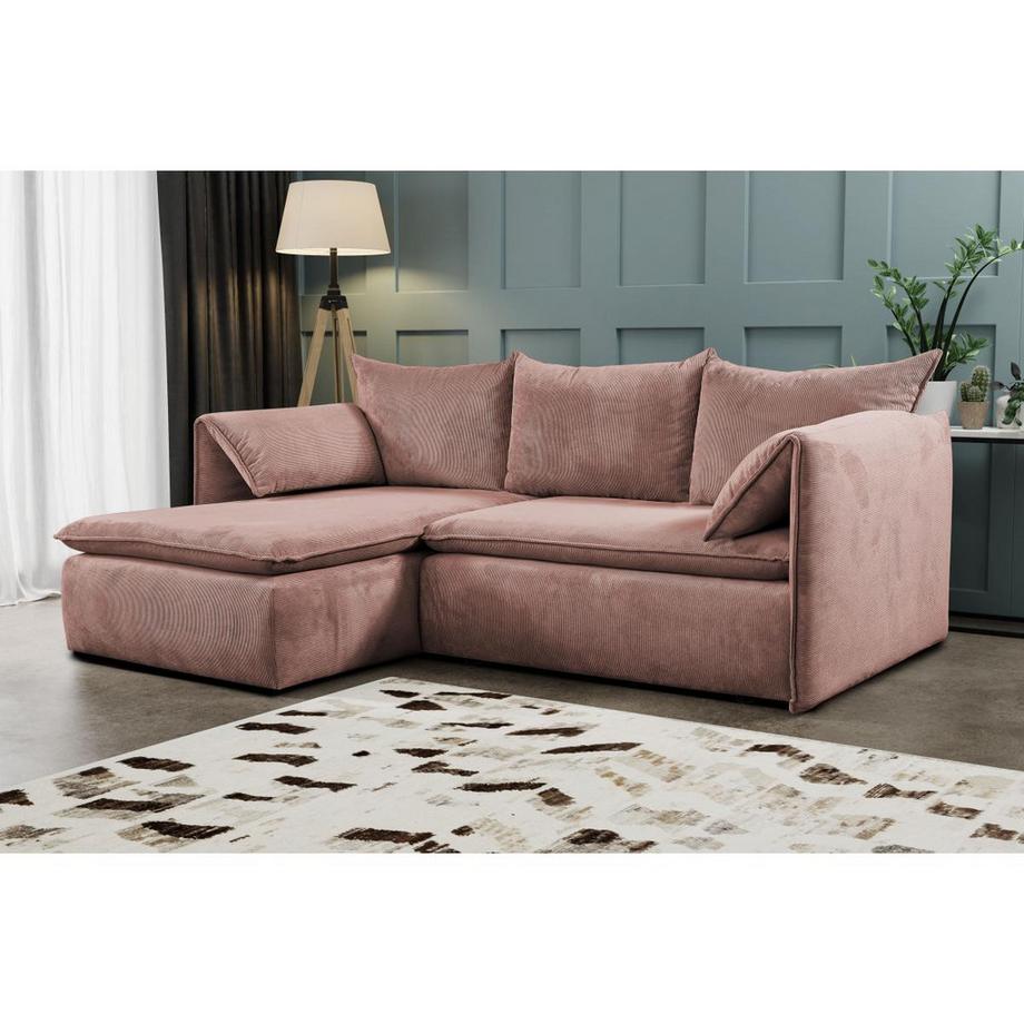 PASCAL MORABITO Ecksofa mit Schlaffunktion TEODORA von PASCAL MORABITO Kord Rosa Ecke links  