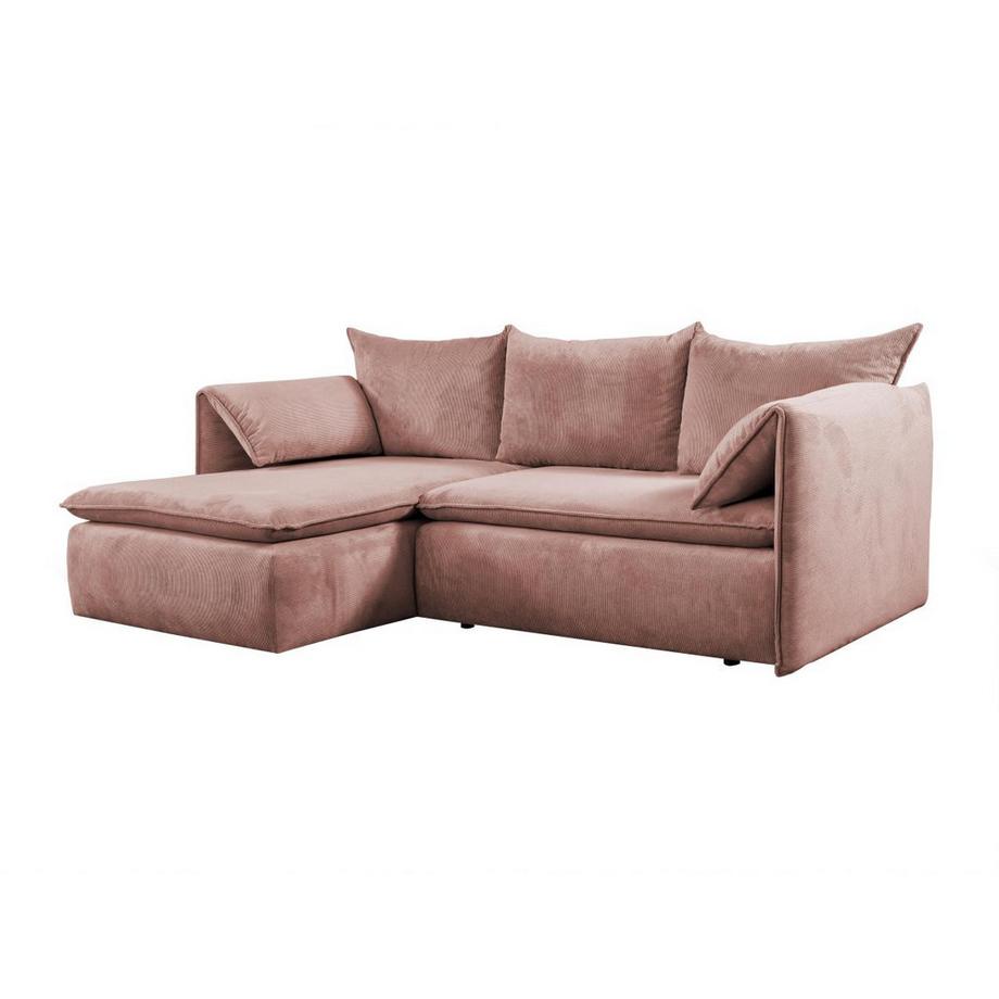 Ecksofa mit Schlaffunktion TEODORA von PASCAL MORABITO Kord Rosa Ecke links