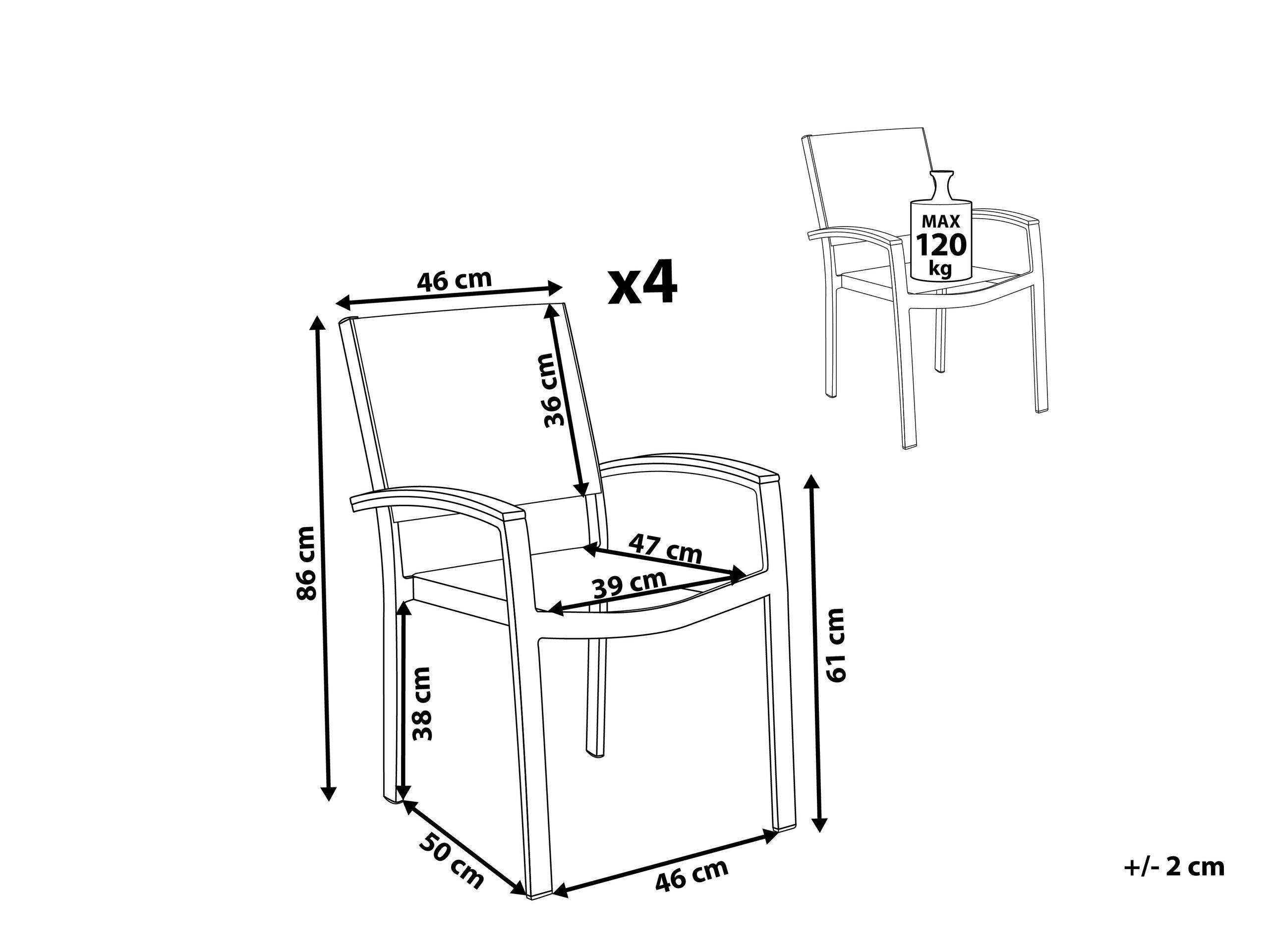 Beliani Lot de 4 chaises en Aluminium Moderne PERETA  