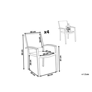 Beliani Set di 4 sedie en Alluminio Moderno PERETA  