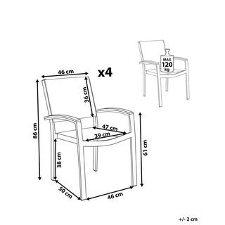 Beliani Set di 4 sedie da giardino en Alluminio Moderno PERETA  
