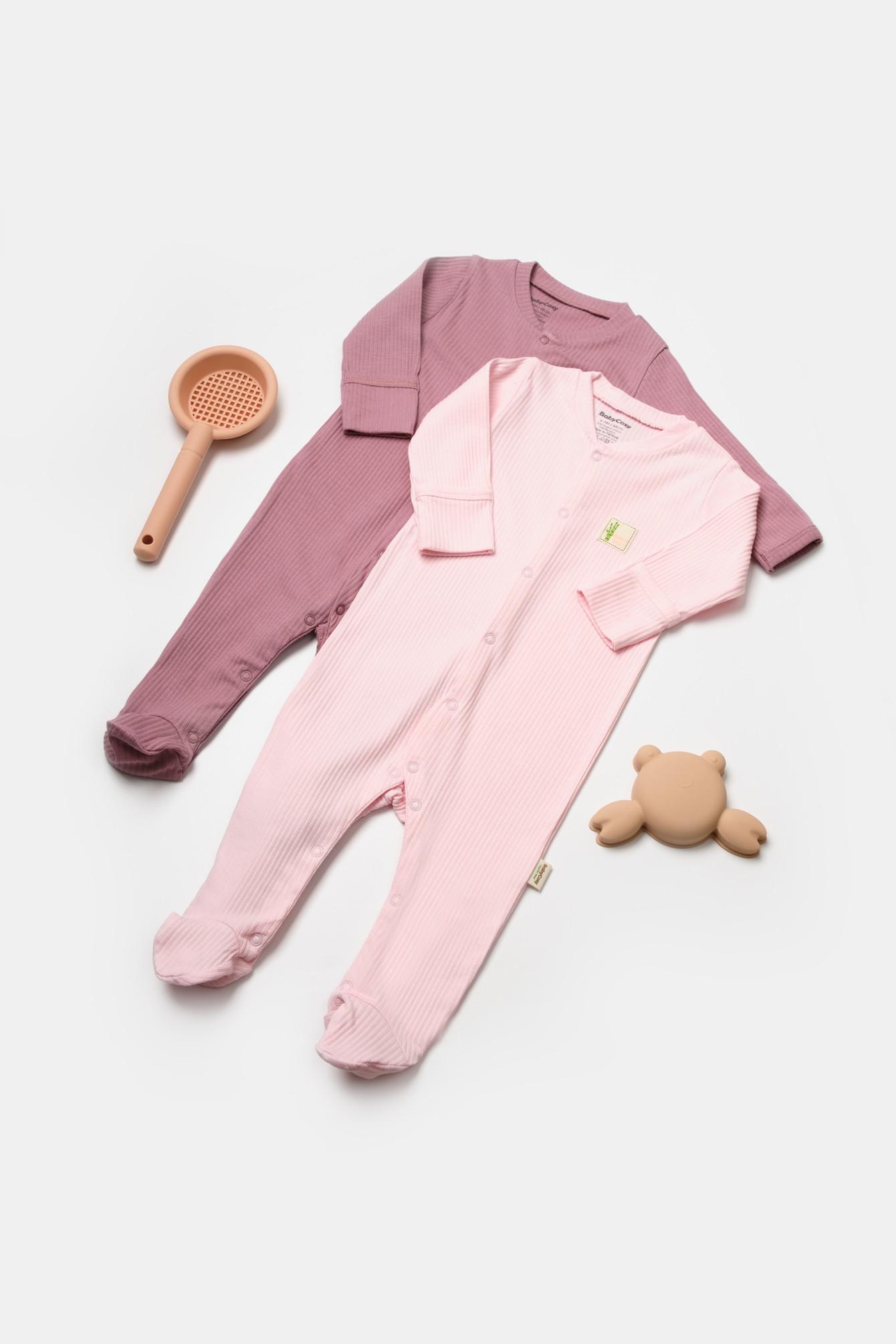 Image of Strampler Mit Füßen, 2 Pack Unisex Rosa 56