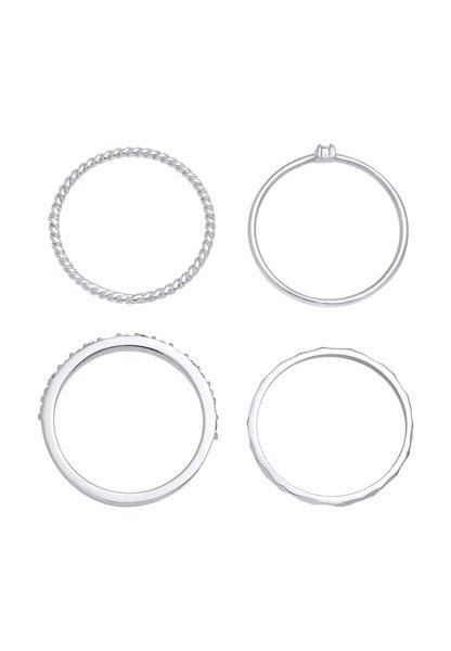 Elli  Ring Kristalle Stapelring Gedreht 4Er Set 