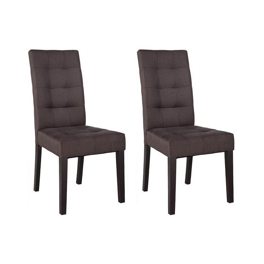 Vente-unique Lot de 2 chaises VILLOSA Tissu Pieds bois foncé  
