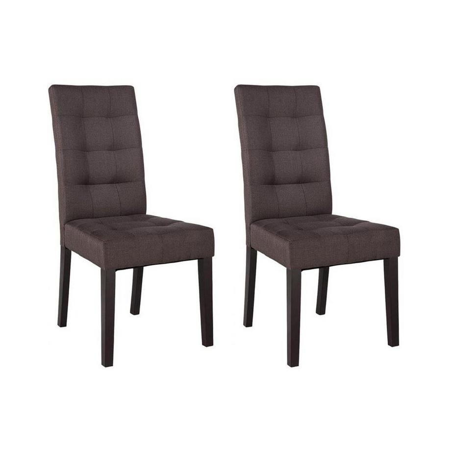 Lot de 2 chaises VILLOSA Tissu Pieds bois foncé
