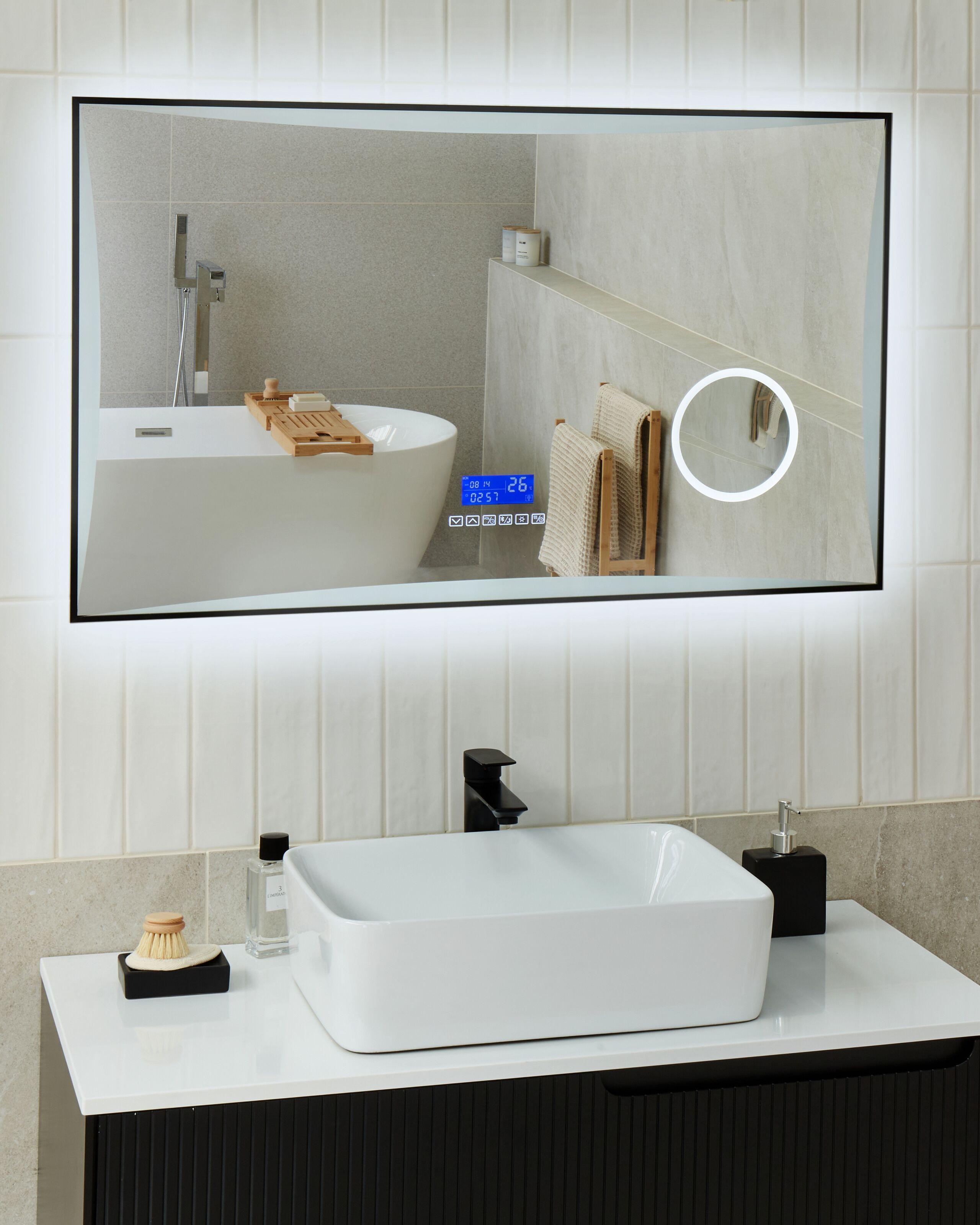 Beliani Miroir de salle de bain LED en Matière synthétique Industriel ONLAY  