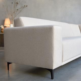 Tikamoon Ecksofa mit Eckelement rechts und ecrufarbenem Stoffbezug 295 x 185 cm, 5-Sitzer Lars  