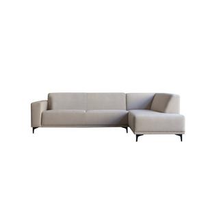 Tikamoon Ecksofa mit Eckelement rechts und ecrufarbenem Stoffbezug 295 x 185 cm, 5-Sitzer Lars  