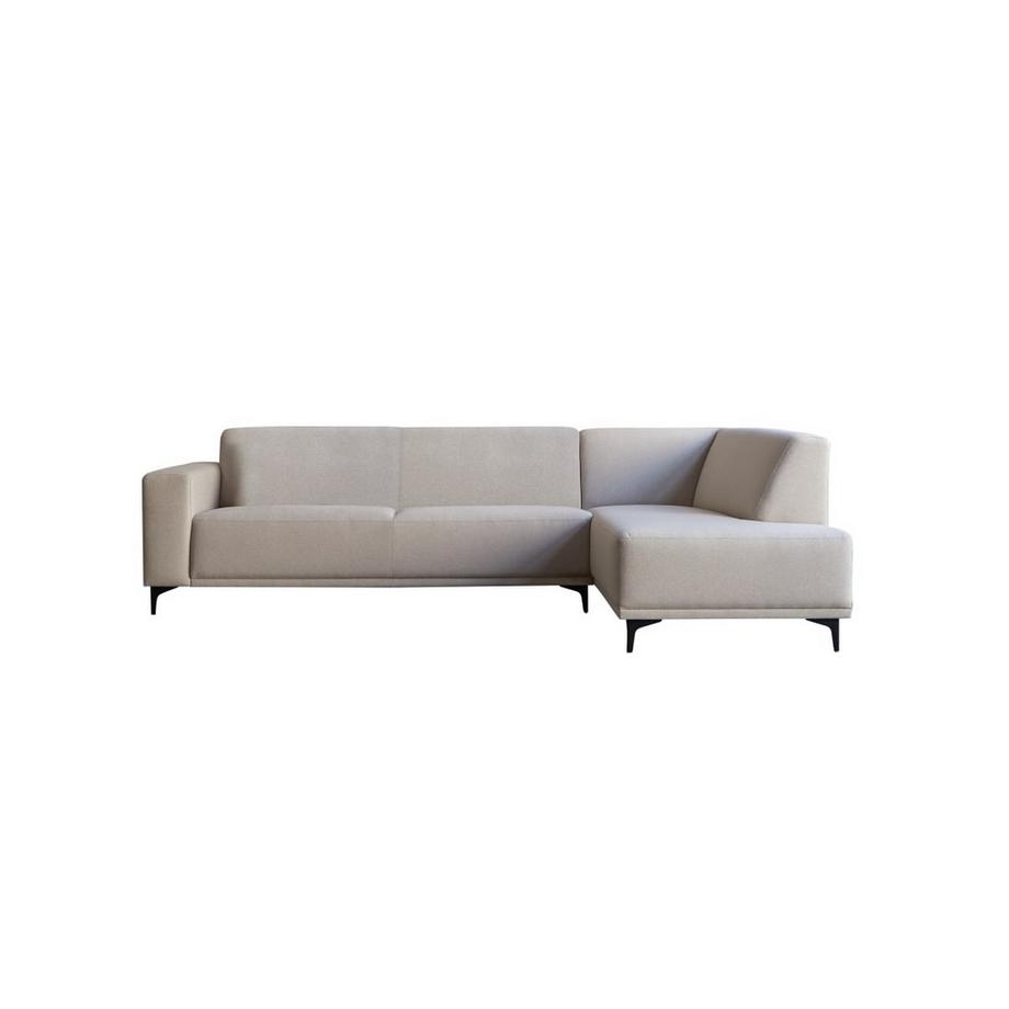 Ecksofa mit Eckelement rechts und ecrufarbenem Stoffbezug 295 x 185 cm, 5-Sitzer Lars