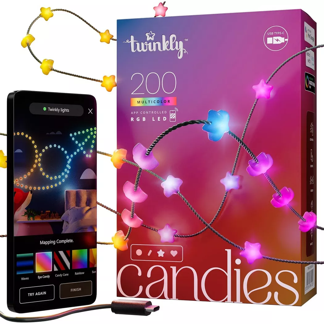 twinkly - CANDIES avec 200 LED RGB en forme d'étoile, 12 Monate, Vert