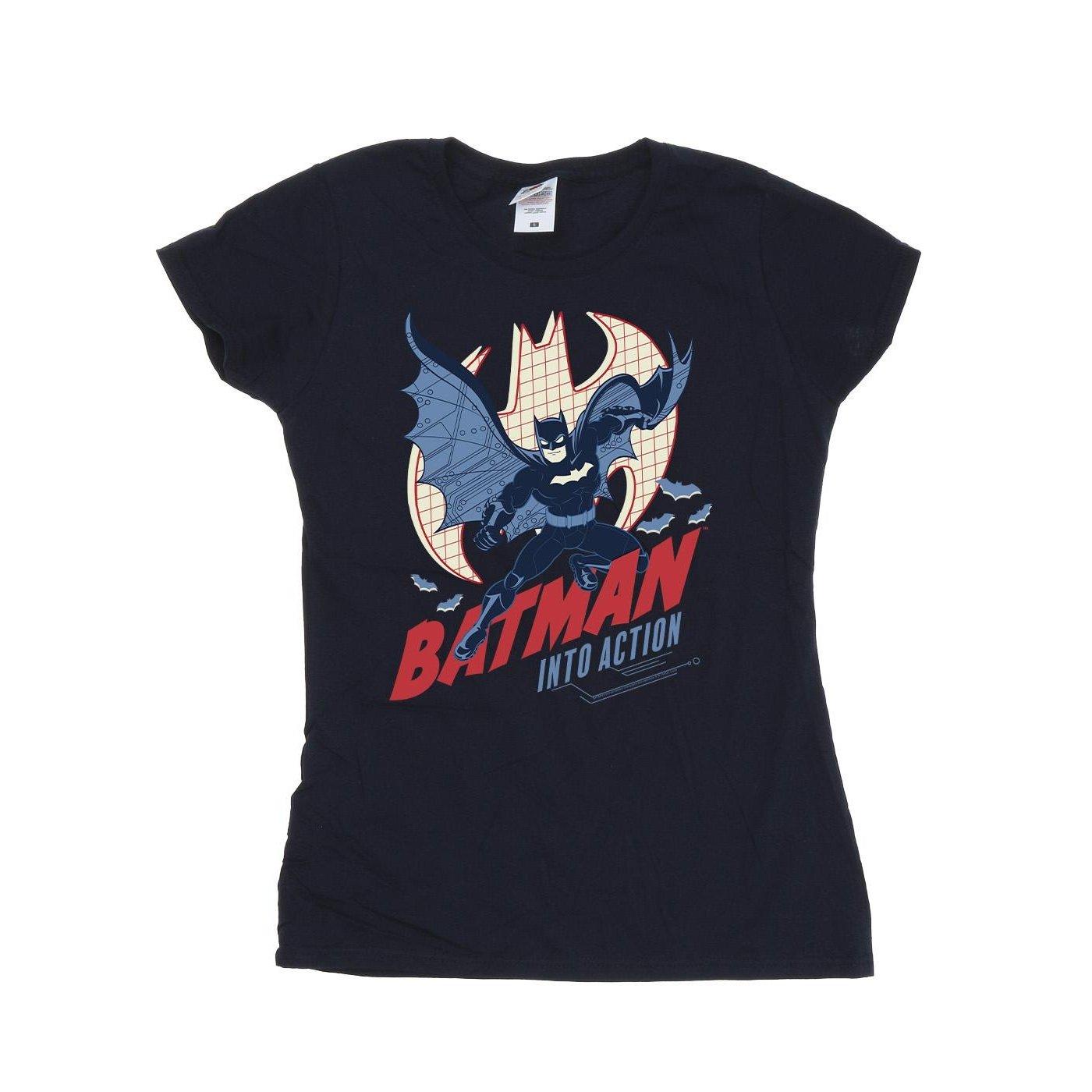 Image of Batman Into Action Tshirt Damen Marine M