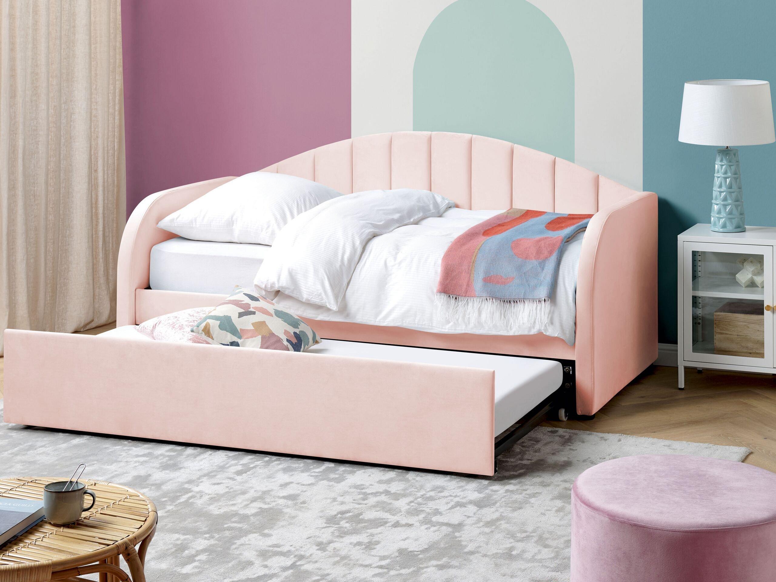 Beliani Bett mit Lattenrost aus Samtstoff Modern EYBURIE  