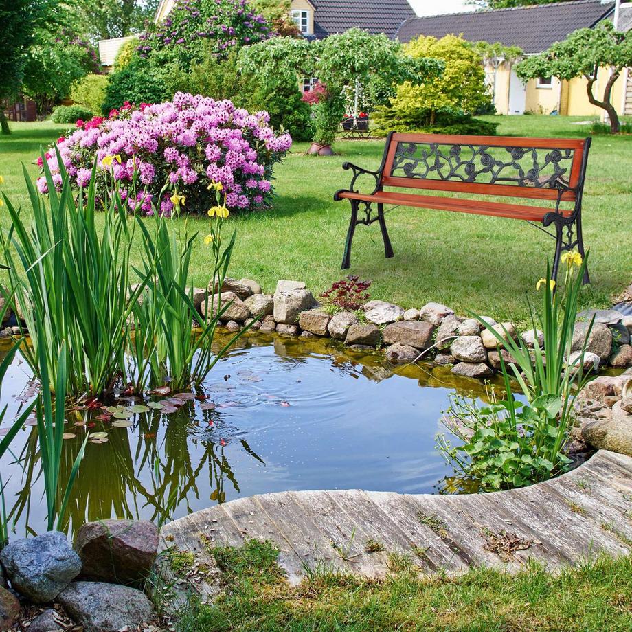 B2X Gartenbank mit Rosen dunkelbraun  