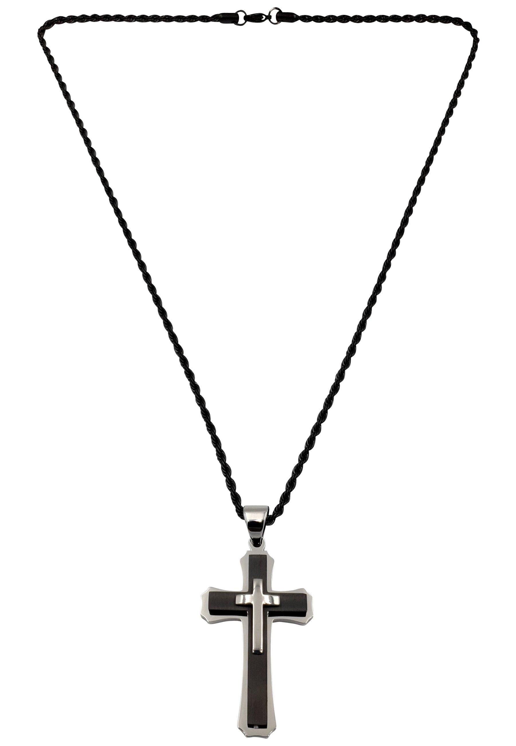 Image of Kreuz Kette Damen Schwarz 60 cm