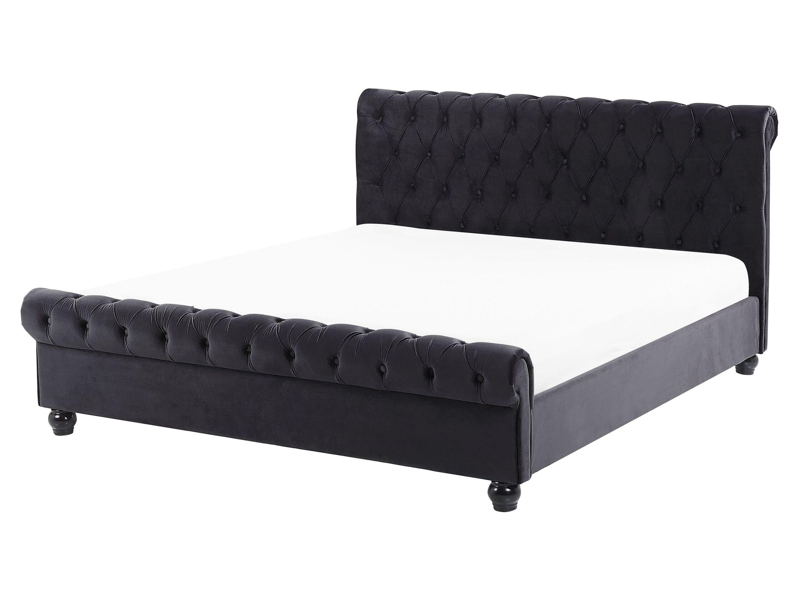 Beliani Letto con rete a doghe en Velluto Glamour AVALLON  