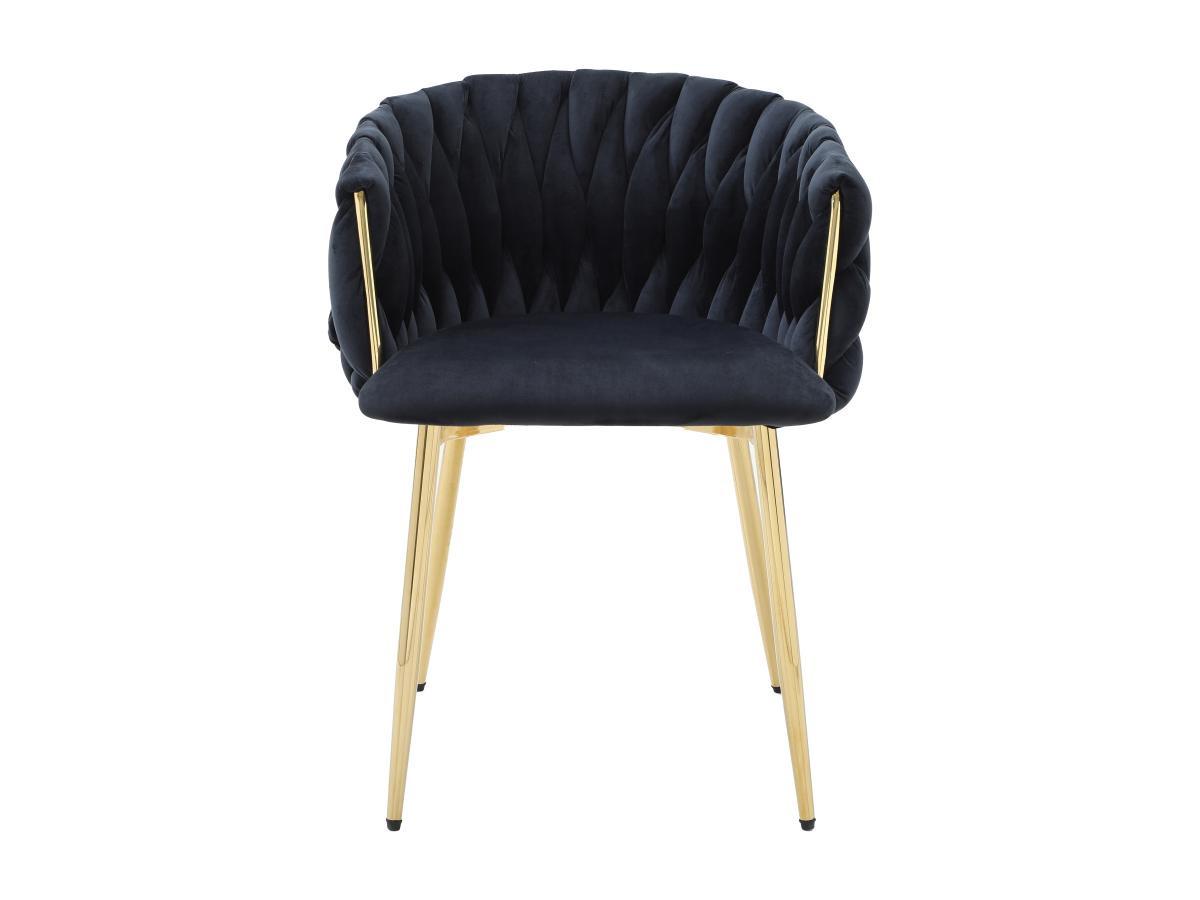 Vente-unique Stuhl mit Armlehnen 2er-Set - Samt &d goldfarbenes Metall - Schwarz - ELEGANO  