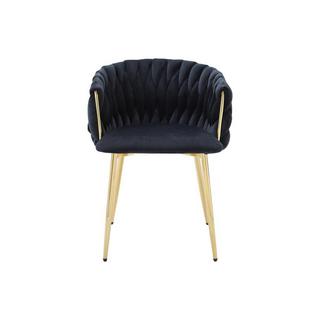 Vente-unique Stuhl mit Armlehnen 2er-Set - Samt &d goldfarbenes Metall - Schwarz - ELEGANO  