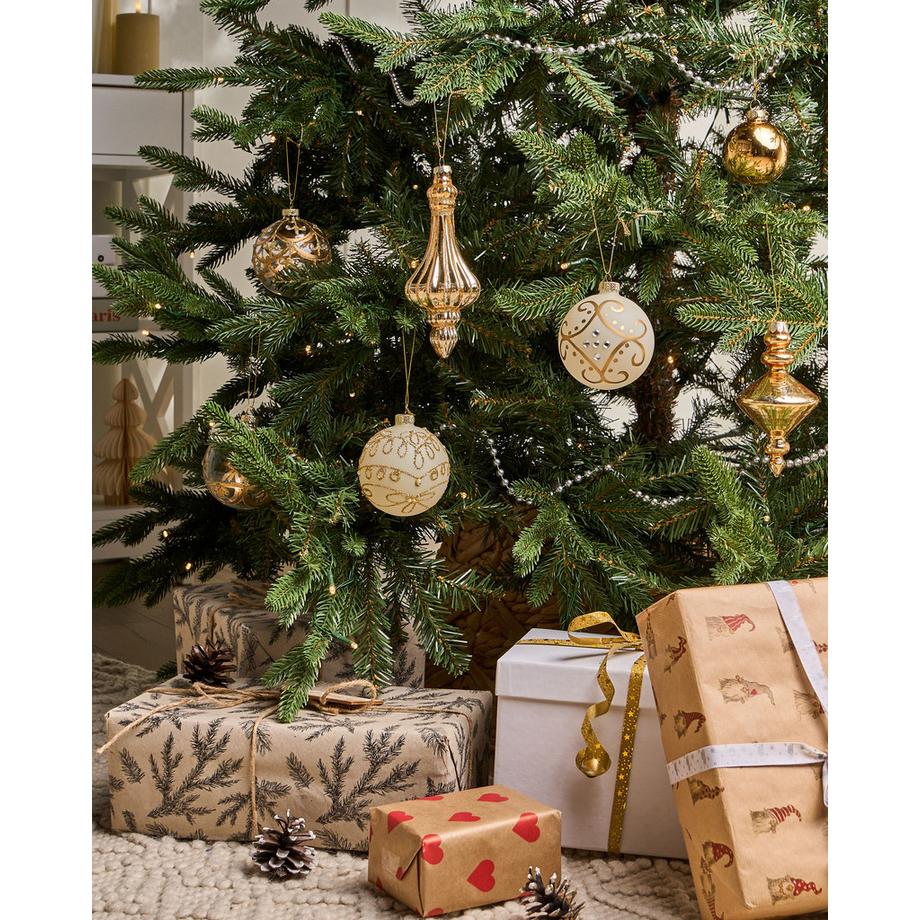 Beliani Weihnachtskugel 70er Set aus Glas Glamourös FLICKER  