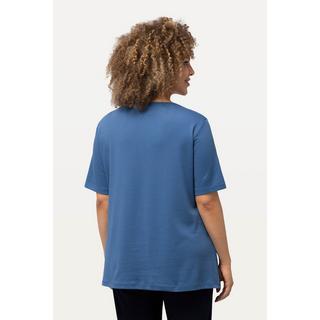 Ulla Popken  T-shirt doublé sur le devant, col rond et manches courtes - coupe Slim Fit 