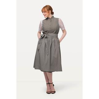 Ulla Popken Abito tradizionale Dirndl smanicato nervature bottoni decorativi collo alto  
