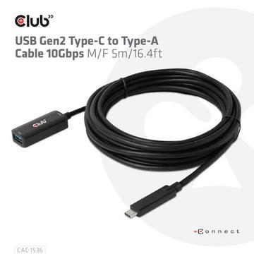 CAC-1536 cavo USB 5 m USB 3.2 Gen 2 (3.1 Gen 2) USB C USB A Nero