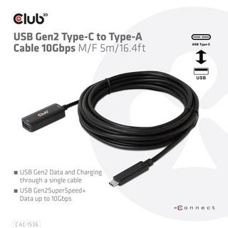 Club3D  CAC-1536 cavo USB 5 m USB 3.2 Gen 2 (3.1 Gen 2) USB C USB A Nero 