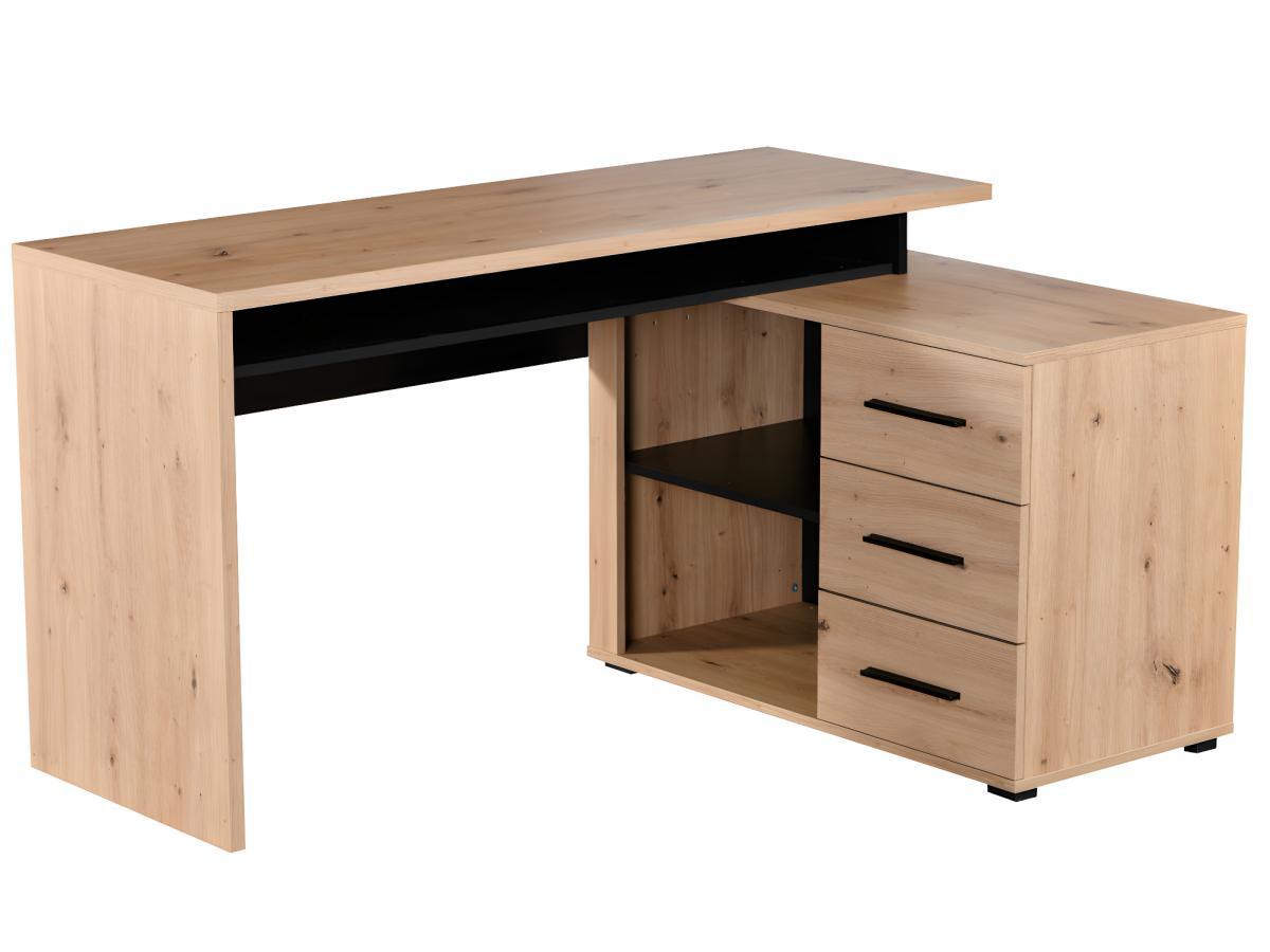 Vente-unique Bureau d'angle DEVEN avec rangements 3 tiroirs  Chêne  