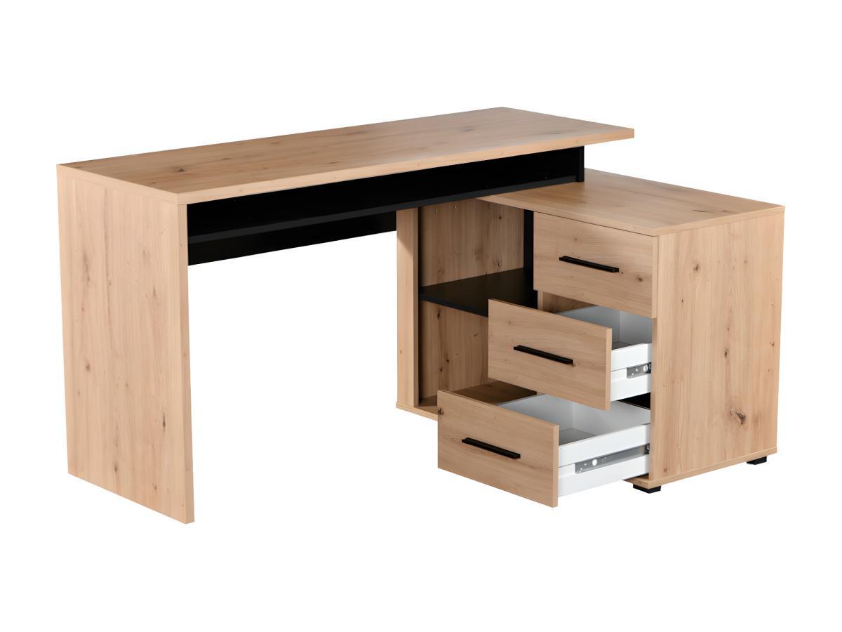 Vente-unique Bureau d'angle DEVEN avec rangements 3 tiroirs  Chêne  