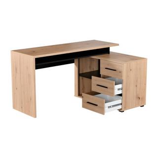 Vente-unique Bureau d'angle DEVEN avec rangements 3 tiroirs  Chêne  