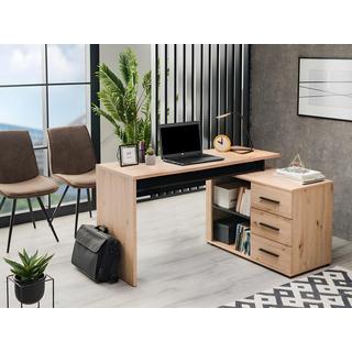 Vente-unique Bureau d'angle DEVEN avec rangements 3 tiroirs  Chêne  