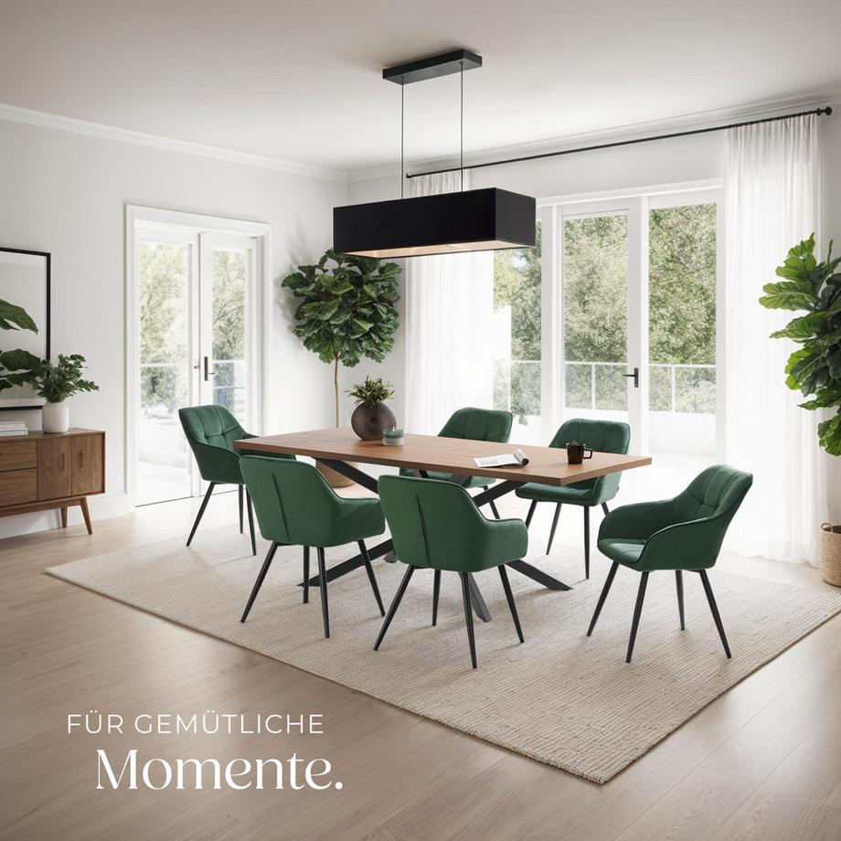 Tectake Esszimmerstuhl Marilyn gepolstert, in Samtoptik, gesteppt durchgehende Lehne  