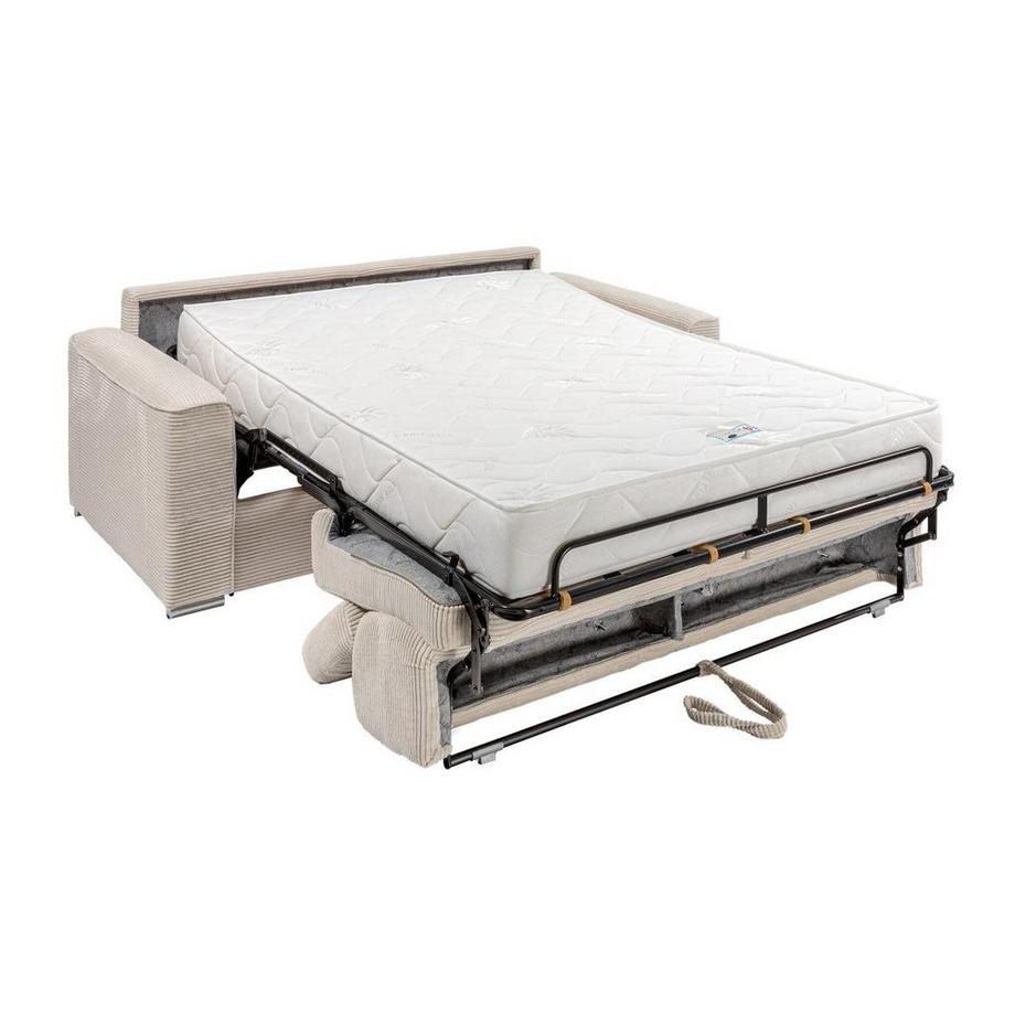 Vente-unique Canapé 4 places convertible express en velours côtelé beige - Couchage 160 cm - Matelas 22 cm mémoire de forme - VIZIR  