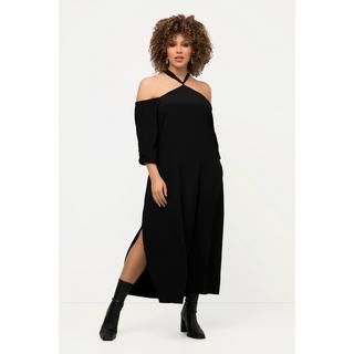 Ulla Popken  Robe midi à manches longues. Silhouette en A. Fermeture sur la nuque et fente sur le côté. 