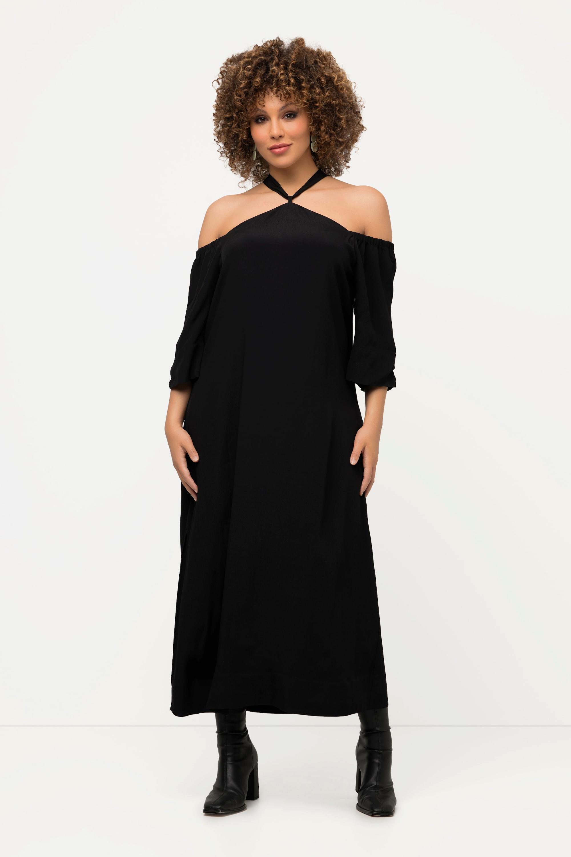 Ulla Popken  Robe midi à manches longues. Silhouette en A. Fermeture sur la nuque et fente sur le côté. 