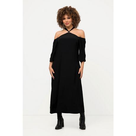 Ulla Popken  Robe midi à manches longues. Silhouette en A. Fermeture sur la nuque et fente sur le côté. 