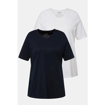 T-shirts en coton bio. Col en V et manches courtes. Lot de 2.