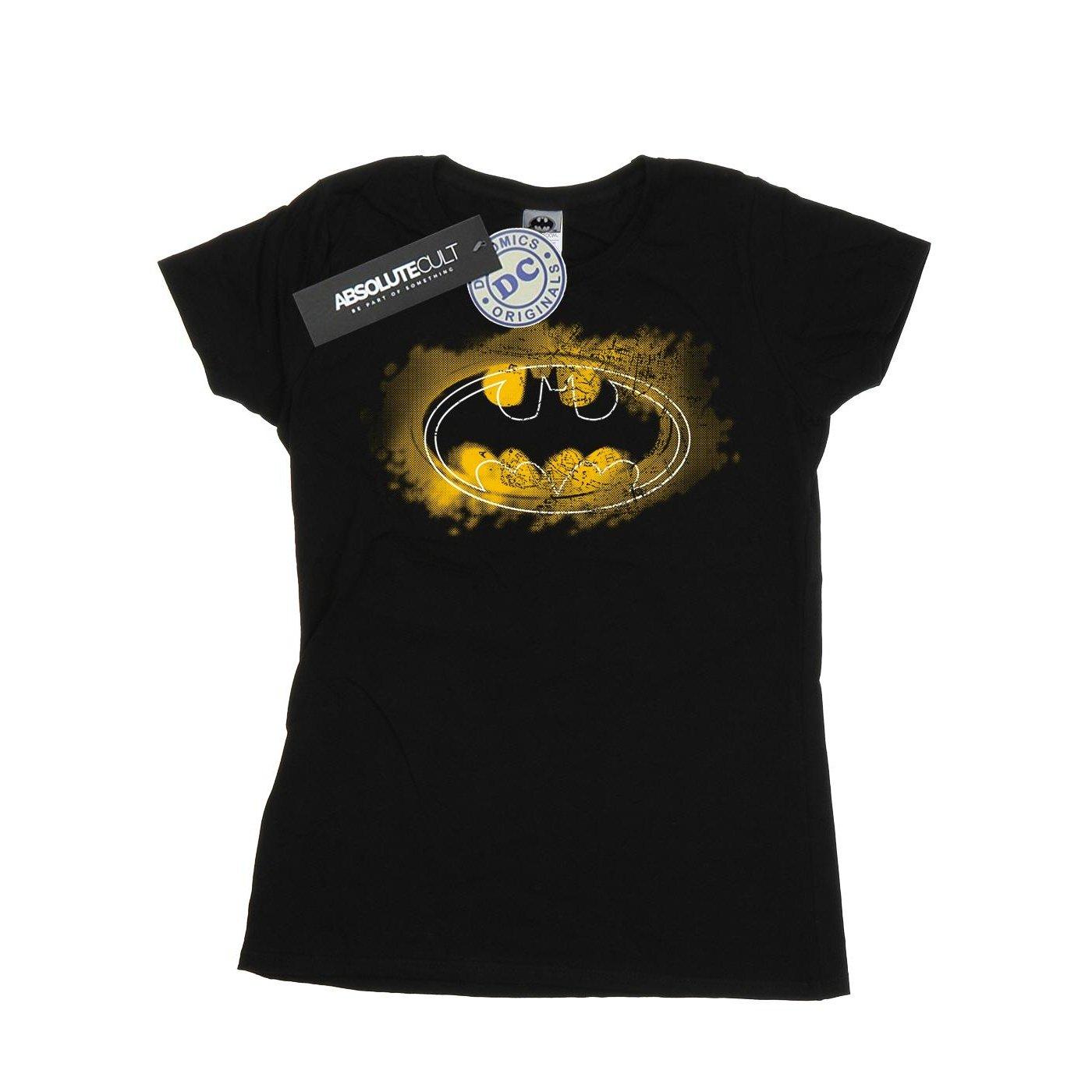 Image of Batman Spray Logo Tshirt Damen Schwarz M