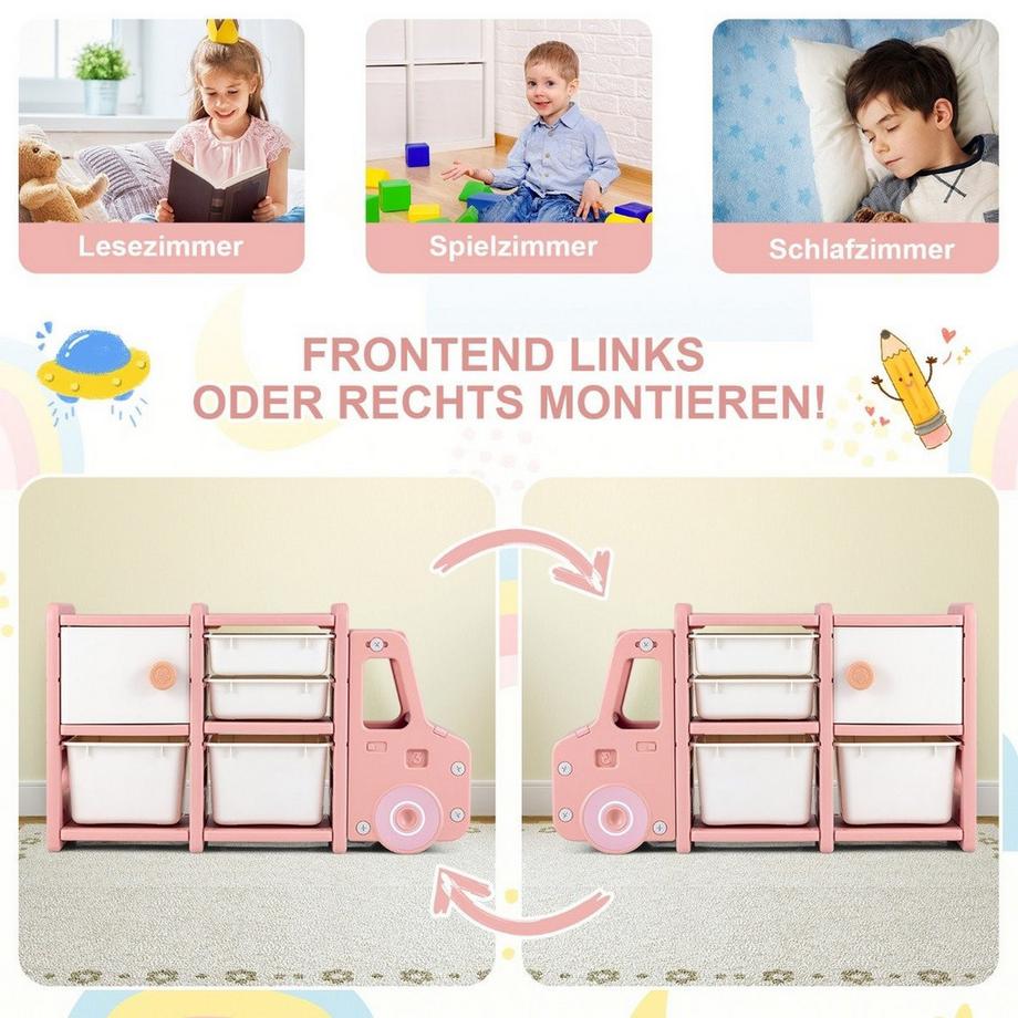 B2X Scaffale per giocattoli Scaffale per bambini a 2 livelli con cassetti e contenitori  